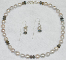 Load image into Gallery viewer, Baroque Pearl and Labradorite Necklace and Earrings Set