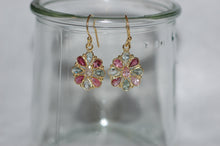 Load image into Gallery viewer, Multi Color Gemstone Flower Hanging Earrings