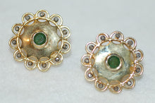 Load image into Gallery viewer, Byzantine Style Emerald and Diamond Stud Earrings
