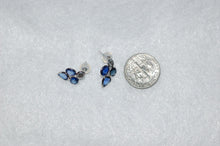 Load image into Gallery viewer, Ceylon Sapphire and Diamond Flower Petal Gold Stud Earrings