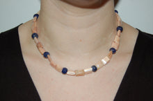 Load image into Gallery viewer, Sapphire and Mystic Moonstone Geometric Necklace