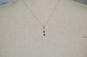 Ruby Heart, Sapphire and Diamond Heart Gold Necklace