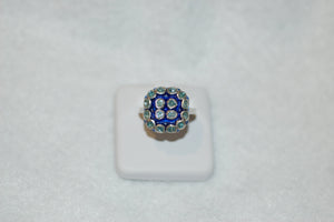 Blue Diamond Domino Enamel Ring