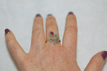 Load image into Gallery viewer, Gemstone Fan Cocktail Ring