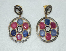 Load image into Gallery viewer, Diamond, Sapphire and Ruby Doorknocker Earrings