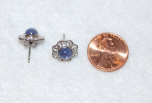 Load image into Gallery viewer, Tanzanite Cabochon Swirl Stud Earrings