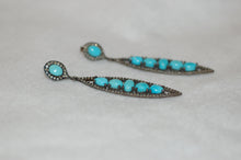 Load image into Gallery viewer, Sleeping Beauty Turquoise and Diamond Hanging Earrings
