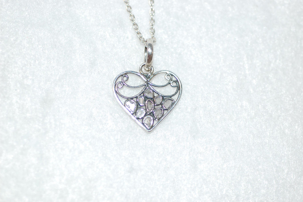 Diamond Stained Glass Heart Pendant