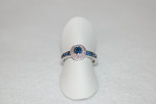 Load image into Gallery viewer, Sapphire and Diamond Halo Ring