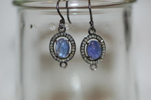 Load image into Gallery viewer, Tanzanite Cabochon Antique Style Drop Earrings