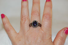 Load image into Gallery viewer, Sapphire and Diamond Antique Style Ring