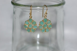 Multi Color Gemstone Flower Hanging Earrings