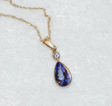 Load image into Gallery viewer, Tanzanite and Diamond Tear Drop Necklace