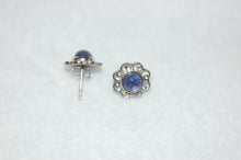 Load image into Gallery viewer, Tanzanite Cabochon Swirl Stud Earrings