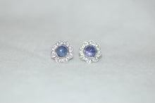 Load image into Gallery viewer, Tanzanite Cabochon Swirl Stud Earrings