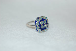 Blue Diamond Domino Enamel Ring