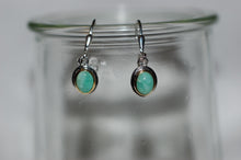 Load image into Gallery viewer, Emerald Cabochon Dangle Silver Earrings