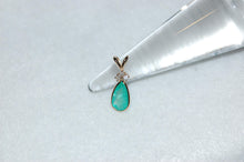 Load image into Gallery viewer, Emerald and Diamond Teardrop Gold Pendant