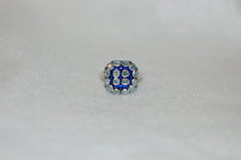 Load image into Gallery viewer, Blue Diamond Domino Enamel Ring