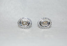 Load image into Gallery viewer, Antique Style Diamond Polki Silver Stud Earrings