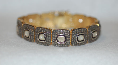 Antique Style Rose Cut Diamond Statement Bracelet