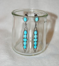 Load image into Gallery viewer, Sleeping Beauty Turquoise and Diamond Hanging Earrings