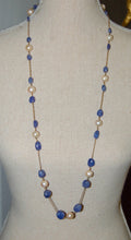 Load image into Gallery viewer, Tanzanite and Pearl Tin Cup Long Necklace