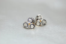 Load image into Gallery viewer, Three Stone Diamond Flower Earrings
