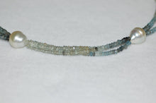 Load image into Gallery viewer, South Sea Pearl and Moss Aquamarine Ribbon Necklace