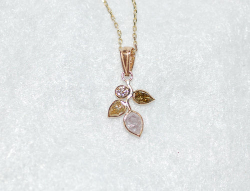 Fancy Diamonds Four Leaf Gold Necklace