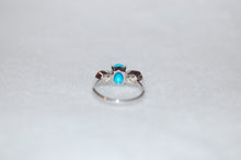 Load image into Gallery viewer, Sleeping Beauty Turquoise and Diamond Three Stone Ring