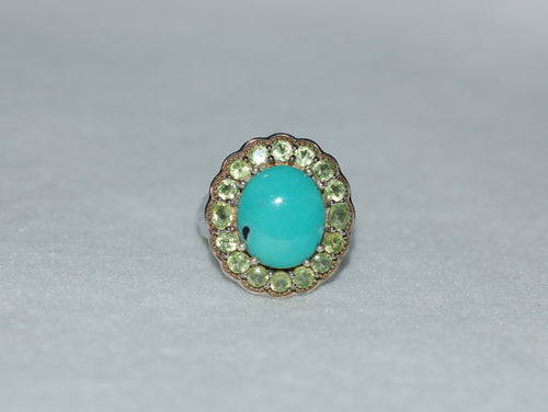Beauty Mark Turquoise and Peridot Cocktail Ring