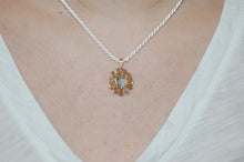 Load image into Gallery viewer, Aquamarine and Diamond Stained Glass Necklace