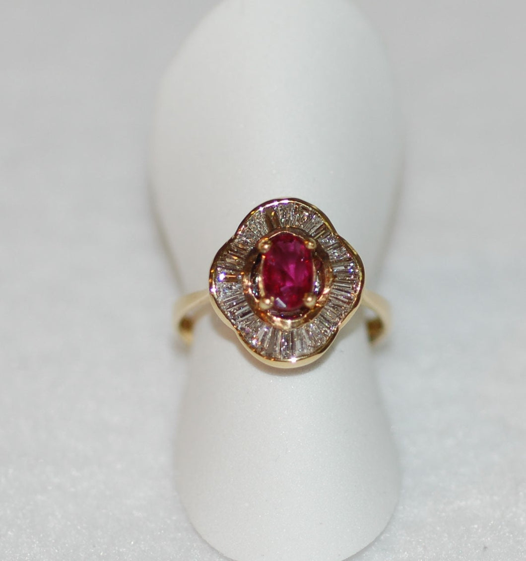 Ruby and Diamond Baguette Ring