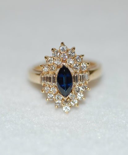 Marquis Sapphire and Diamond All Around Ring