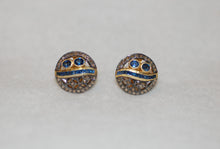 Load image into Gallery viewer, Sapphire and Diamond Antique Style Stud Earrings