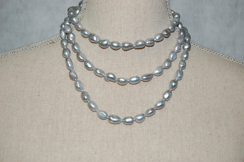 Never ending Gray Baroque Pearl Necklace