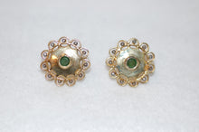 Load image into Gallery viewer, Byzantine Style Emerald and Diamond Stud Earrings