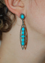 Load image into Gallery viewer, Sleeping Beauty Turquoise and Diamond Hanging Earrings