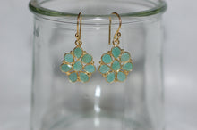 Load image into Gallery viewer, Multi Color Gemstone Flower Hanging Earrings