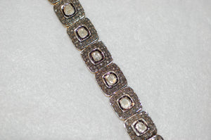 Antique Style Rose Cut Diamond Statement Bracelet