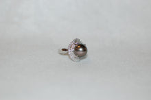 Load image into Gallery viewer, Tahitian Pearl and Diamond Crown Platinum Ring