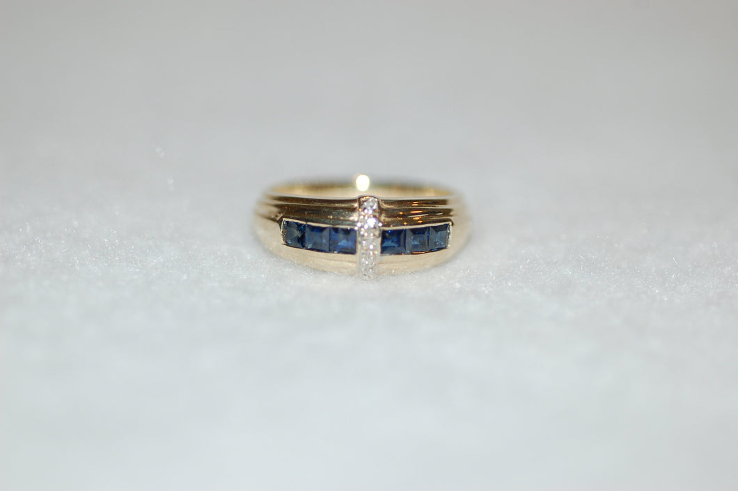 Art Deco Sapphire Line Band