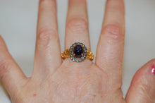 Load image into Gallery viewer, Sapphire Cabochon and Diamond Gilded Age Style Ring
