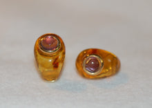 Load image into Gallery viewer, Amber and Amethyst Teardrop Earrings