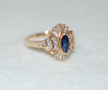 Load image into Gallery viewer, Marquis Sapphire and Diamond Double Crown Ring
