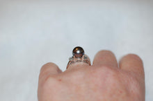 Load image into Gallery viewer, Tahitian and Diamond Fan Platinum Ring