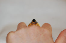 Load image into Gallery viewer, Sapphire Cabochon and Diamond Gilded Age Style Ring