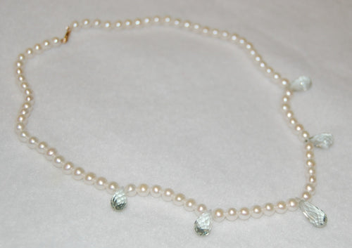 Mint Amethyst Drops and Pearl Necklace