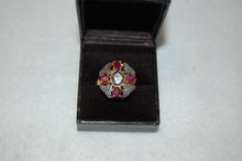 Load image into Gallery viewer, Ruby and Diamond Antique Style Maltese Cross Ring